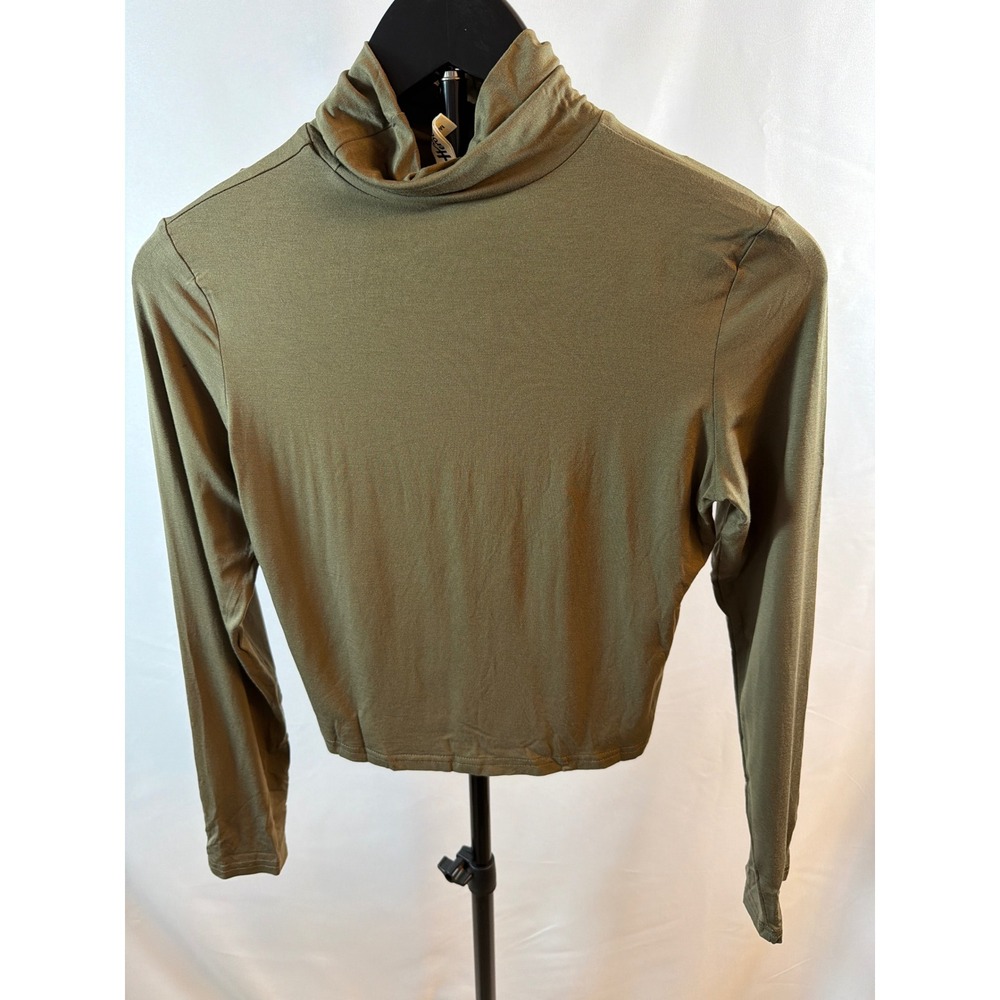 Herou Womens Olive Green Long Sleeve Turtleneck Stretchy Layering Top Size S